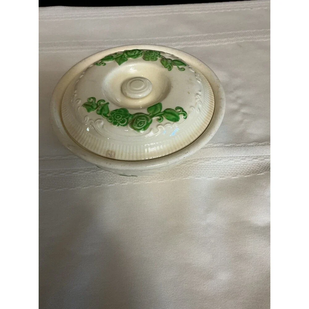 Homer Laughlin 1 quart oven serve covered casserole dish green ivy